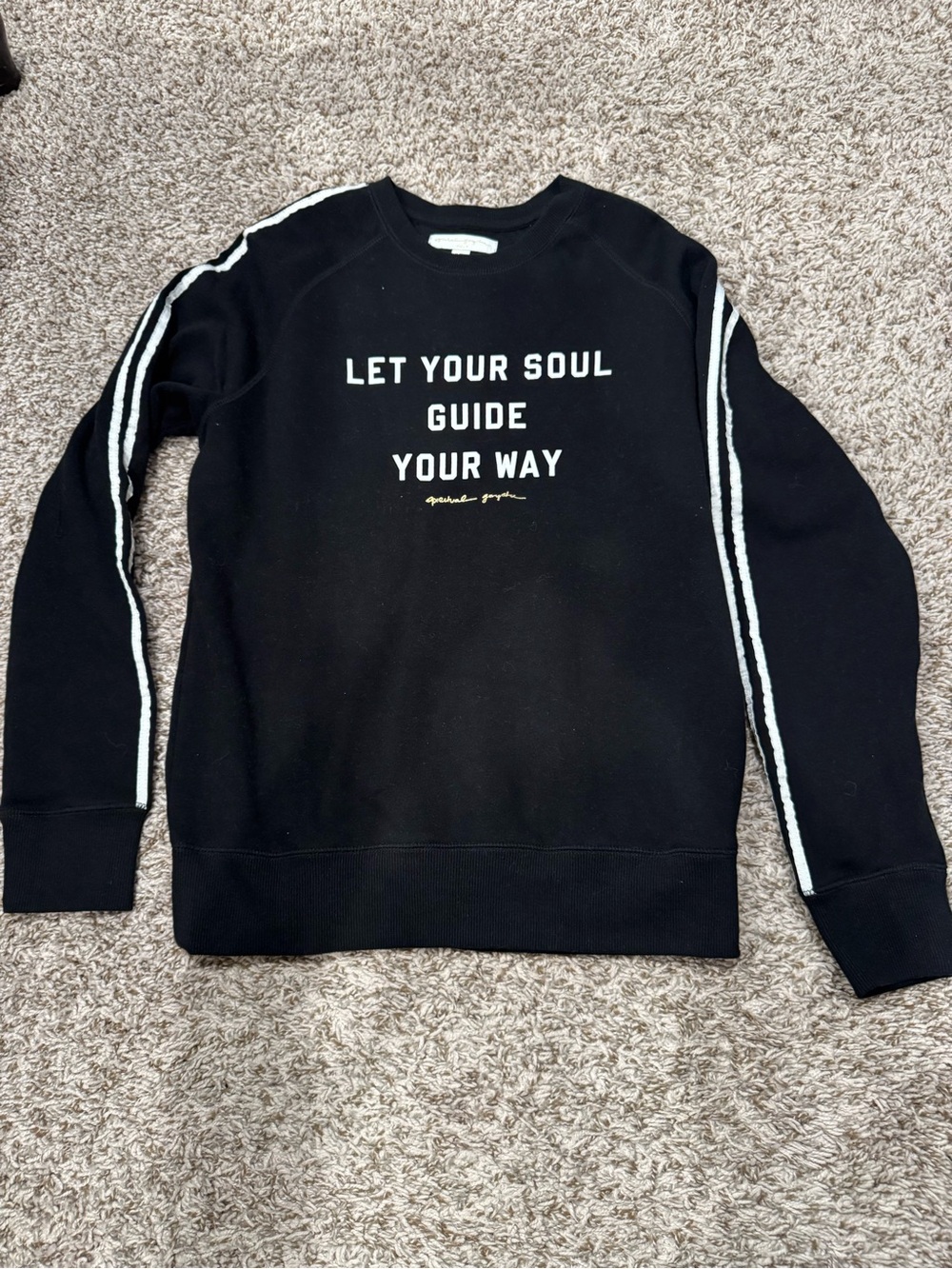 NWOT Spiritual Gangster Black Crewneck with White Stripe Accents